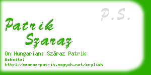 patrik szaraz business card