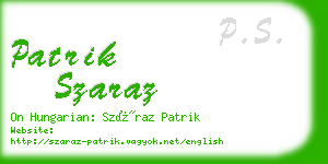 patrik szaraz business card